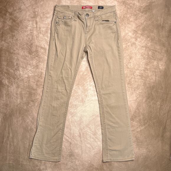 Vintage Y2K Unionbay True Boot Tan Low Rise Pants Embroidered Pockets Juniors 9 - Picture 2 of 11